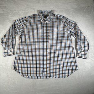 Peter Millar Shirt Men Size XXL Plaid Long Sleeve Single Pocket 100% Cotton EUC
